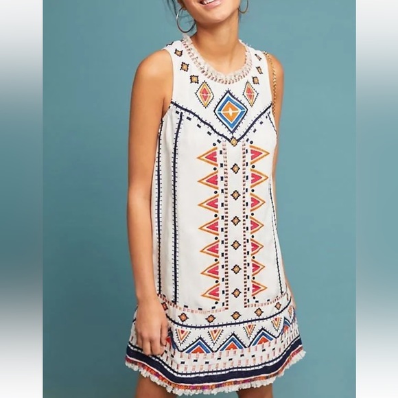 Anthropologie Akemi + Kin Reagan Embroidered Shift Dress Size 4 (S )MSRP $228 - Picture 1 of 10